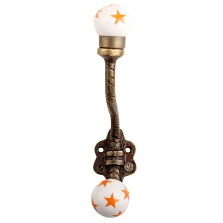 Orange Star Ceramic Floral Iron Hooks-EHG-97